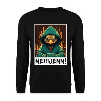 Nein! Ente Vogel Morgenmuffel Sarkasmus Kollege - Unisex Pullover - Schwarz - Vorne - Alina (178cm) & Michal (187cm)