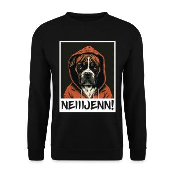 Nein! Hund Bulldogge Morgenmuffel Büro Kollege - Unisex Pullover - Schwarz - Vorne - Alina (178cm) & Michal (187cm)