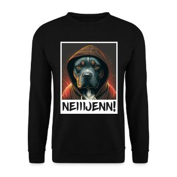 Nein! Hund Bulldogge Morgenmuffel Büro Kollege - Unisex Pullover - Schwarz - Vorne - Alina (178cm) & Michal (187cm)