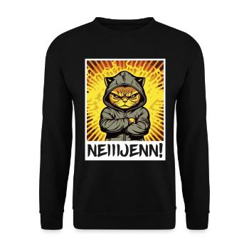 Nein! Katze Büro Morgenmuffel Sarkasmus Kollege - Unisex Pullover - Schwarz - Vorne - Alina (178cm) & Michal (187cm)