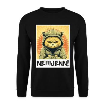 Nein! Katze Büro Morgenmuffel Sarkasmus Kollege - Unisex Pullover - Schwarz - Vorne - Alina (178cm) & Michal (187cm)