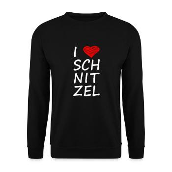 I LOVE SCHNITZEL - Unisex Pullover - Schwarz - Vorne - Alina (178cm) & Michal (187cm)