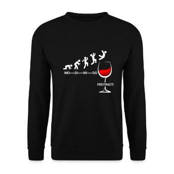 Wein Woche Endlich Freitag Wochenende Wein Party - Unisex Pullover - Schwarz - Vorne - Alina (178cm) & Michal (187cm)