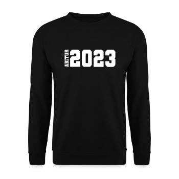 Abitur 2023 - Bestanden - Abi 23 - Abschluss - Unisex Pullover - Schwarz - Vorne - Alina (178cm) & Michal (187cm)