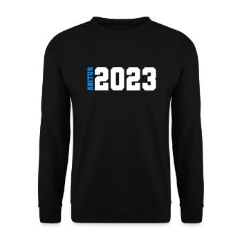 Abitur 2023 - Bestanden - Abi 23 - Abschluss - Unisex Pullover - Schwarz - Vorne - Alina (178cm) & Michal (187cm)
