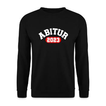 Abitur 2023 bestanden Abi Abiturient - Unisex Pullover - Schwarz - Vorne - Alina (178cm) & Michal (187cm)