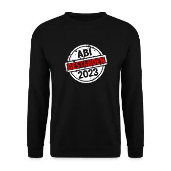 Abitur 2023 - Bestanden - Abi 23 - Abschluss - Unisex Pullover - Schwarz - Vorne - Alina (178cm) & Michal (187cm)