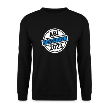 Abitur 2023 bestanden Abi Abiturient - Unisex Pullover - Schwarz - Vorne - Alina (178cm) & Michal (187cm)