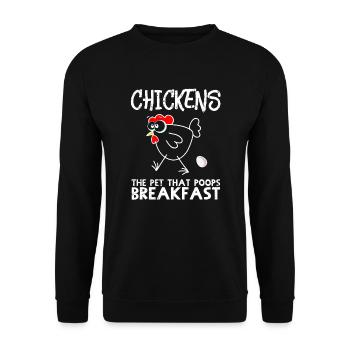 Chicken Breakfast - Hühner Frühstück Eier Geschenk - Unisex Pullover - Schwarz - Vorne - Alina (178cm) & Michal (187cm)