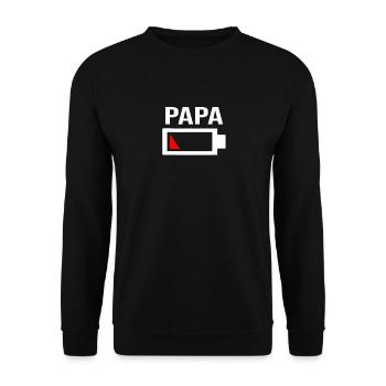 Papa ist müde & der Akku ist leer - Unisex Pullover - Schwarz - Vorne - Alina (178cm) & Michal (187cm)