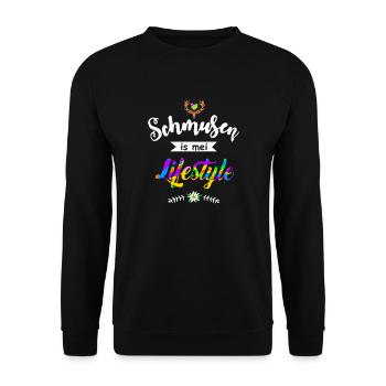 Schmusen is mei Lifestyle - Flirten Küssen Kiss me - Unisex Pullover - Schwarz - Vorne - Alina (178cm) & Michal (187cm)