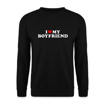 I Love My Boyfriend - Ich Liebe Meinen Freund - Unisex Sweatshirt - black - Front - Alina (178cm) & Michal (187cm)