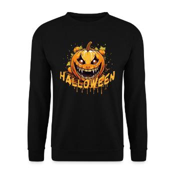Halloween Spooky Pumpkin - Unisex Pullover - Schwarz - Vorne - Alina (178cm) & Michal (187cm)