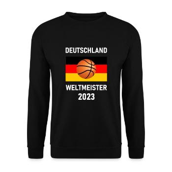 Deutschland Basketball Weltmeister 2023 Fan Shirt - Unisex Pullover - Schwarz - Vorne - Alina (178cm) & Michal (187cm)