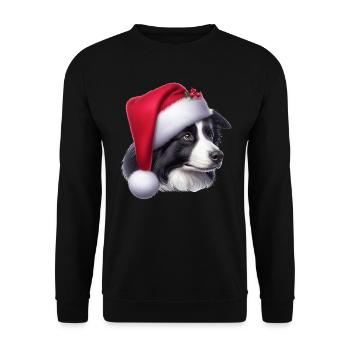 Border Collie Santa Claus - Unisex Sweatshirt - black - Front - Alina (178cm) & Michal (187cm)