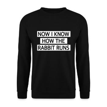 Maintenant, je sais comment le lapin court ! ANGLAIS - Sweat-shirt Unisexe - noir - Devant - Alina (178cm) & Michal (187cm)