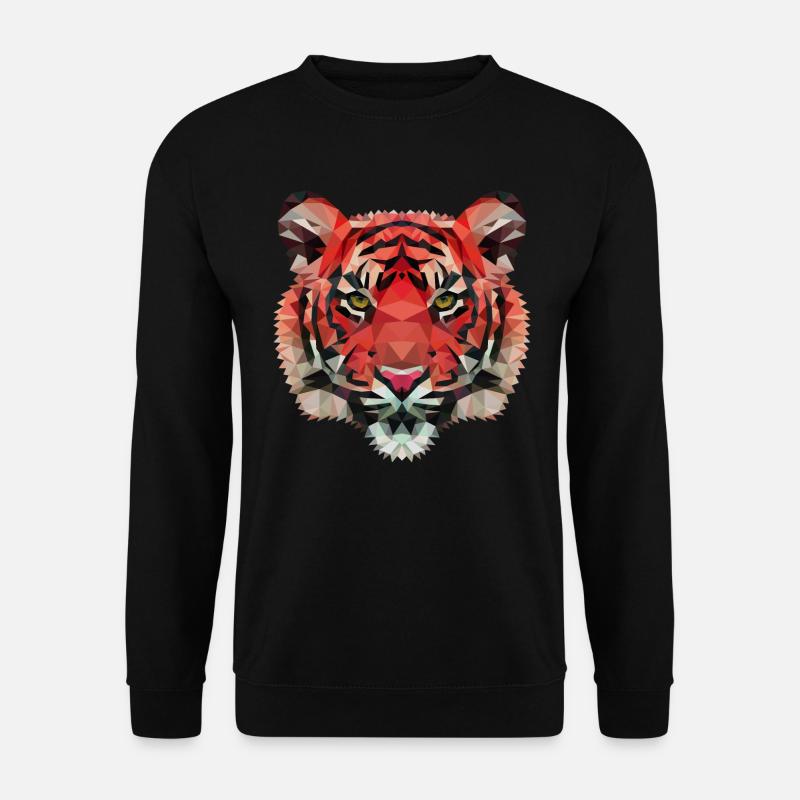 Tiger Polygon wild Löwe rot Raubkatze Geschenk - Unisex Pullover - Schwarz