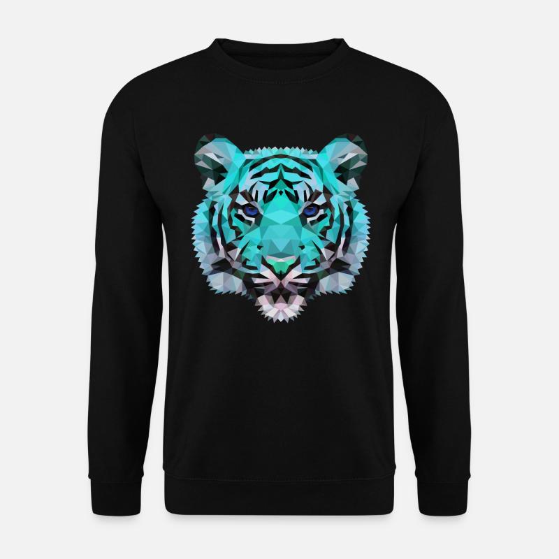 Tiger Polygon wild Löwe Geschenkidee - Unisex Pullover - Schwarz