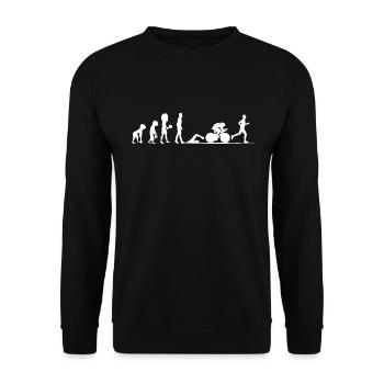 Triathlon Evolution Triathlet Radfahrer Geschenk - Unisex Pullover - Schwarz - Vorne - Alina (178cm) & Michal (187cm)