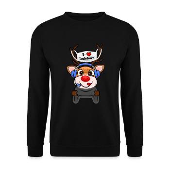 Gaming Gamer Gamer Corona Mask Lockdown Reindeer - Unisex Sweatshirt - black - Front - Alina (178cm) & Michal (187cm)