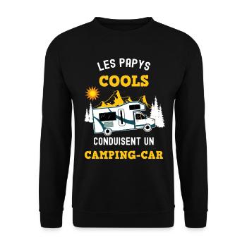 Camping-car papy cool - Sweat-shirt Unisexe - noir - Devant - Alina (178cm) & Michal (187cm)