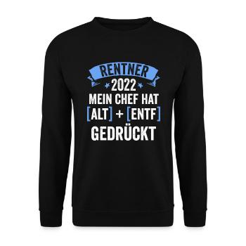 Ich gehe in Rente 2022 - Unisex Pullover - Schwarz - Vorne - Alina (178cm) & Michal (187cm)