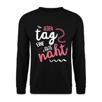 Jeden Tag eine gute Naht - Unisex Pullover - Schwarz - Vorne - Alina (178cm) & Michal (187cm)
