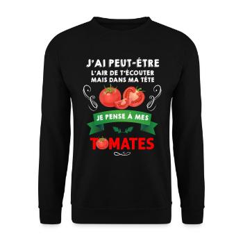 Jardin Tomate Idée Cadeau Humour Jardinage - Sweat-shirt Unisexe - noir - Devant - Alina (178cm) & Michal (187cm)