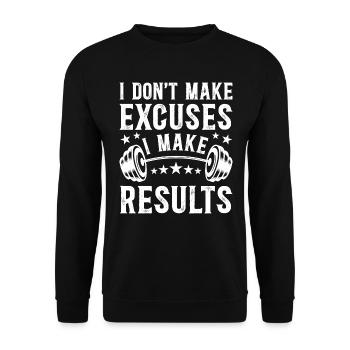 Pas D'Excuses Des Résultats - Citation Inspirante - Sweat-shirt Unisexe - noir - Devant - Alina (178cm) & Michal (187cm)