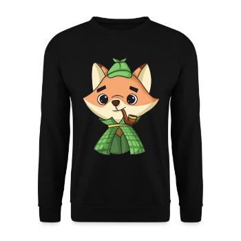 Fuchs-Detektiv - Unisex Pullover - Schwarz - Vorne - Alina (178cm) & Michal (187cm)