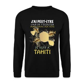 Tahiti je T'Aime Idée Cadeau Homme Femme - Sweat-shirt Unisexe - noir - Devant - Alina (178cm) & Michal (187cm)