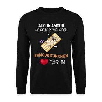 Mon chien Carlin - Sweat-shirt Unisexe - noir - Devant - Alina (178cm) & Michal (187cm)