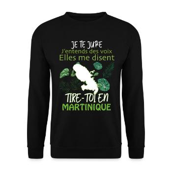 La Martinique Cadeau Message Humour Homme Femme - Sweat-shirt Unisexe - noir - Devant - Alina (178cm) & Michal (187cm)