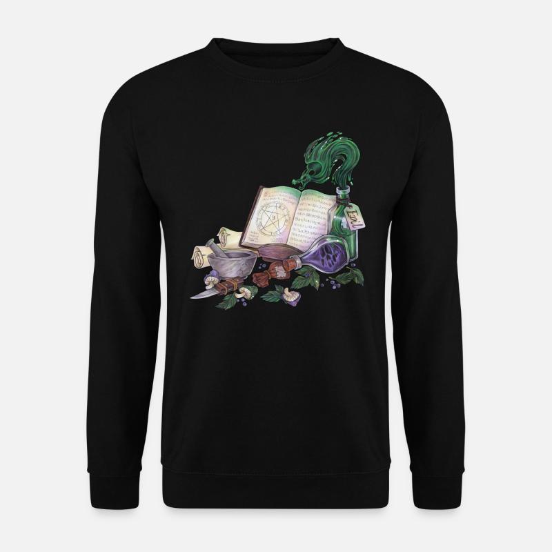Hexenküche mit Gift Drache und Zauberbuch Geschenk - Unisex Pullover - Schwarz