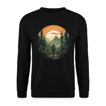 Forest Nature Trekking Adventure - Unisex Sweatshirt - black - Front - Alina (178cm) & Michal (187cm)