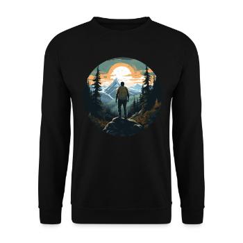 Forest Nature Trekking Adventure - Unisex Sweatshirt - black - Front - Alina (178cm) & Michal (187cm)