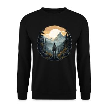 Forest Nature Trekking Adventure - Unisex Sweatshirt - black - Front - Alina (178cm) & Michal (187cm)