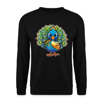 Cute Peacock III - Unisex Sweatshirt - black - Front - Alina (178cm) & Michal (187cm)