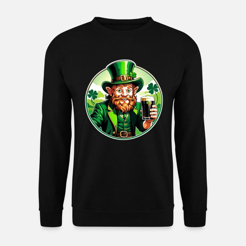 Kobold mit einem Irish Stout St. Patricks Day - Unisex Pullover - Schwarz