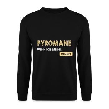 Pyromane Wenn Ich Renne Renne! Pyrotechniker - Unisex Pullover - Schwarz - Vorne - Alina (178cm) & Michal (187cm)