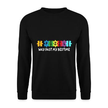 I'm puzzling far beyond my bedtime - Unisex Sweatshirt - black - Front - Alina (178cm) & Michal (187cm)