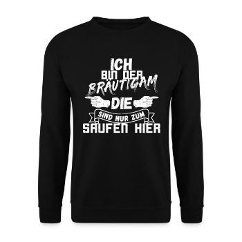 Enterrement de vie de garçon JGA « ICH » Bräutigam Shirt Set - Sweat-shirt Unisexe - noir - Devant - Alina (178cm) & Michal (187cm)