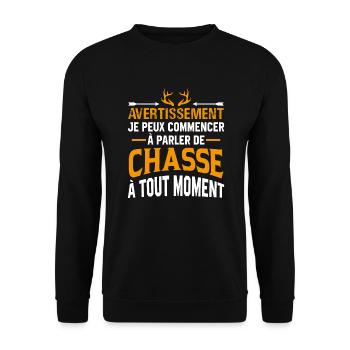 Parler de chasse à tout moment cadeau chasseur - Sweat-shirt Unisexe - noir - Devant - Alina (178cm) & Michal (187cm)