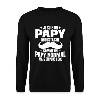 Un papy moustache comme un papy normal - Sweat-shirt Unisexe - noir - Devant - Alina (178cm) & Michal (187cm)