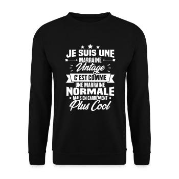 Je suis une marraine vintage - Sweat-shirt Unisexe - noir - Devant - Alina (178cm) & Michal (187cm)