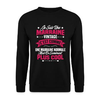 Je suis une marraine vintage - Sweat-shirt Unisexe - noir - Devant - Alina (178cm) & Michal (187cm)