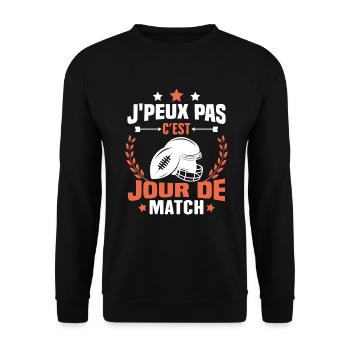 J'peux pas c'est jour de match rugby - Sweat-shirt Unisexe - noir - Devant - Alina (178cm) & Michal (187cm)