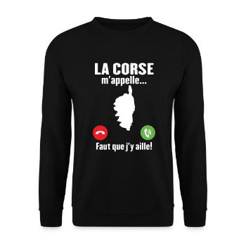 La corse m'appelle - Sweat-shirt Unisexe - noir - Devant - Alina (178cm) & Michal (187cm)