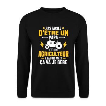 Pas facile d'être un Papa et un Agriculteur - Sweat-shirt Unisexe - noir - Devant - Alina (178cm) & Michal (187cm)