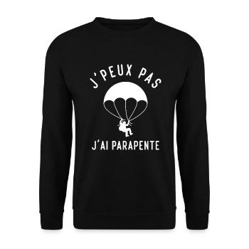 J'peux Pas j'ai Parapente, Cadeau Parapentiste - Sweat-shirt Unisexe - noir - Devant - Alina (178cm) & Michal (187cm)